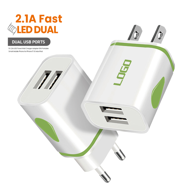 5V 2.1A USB Travel Wall Charger Adapter 10W Portable Smart Mobile Phone for iPhone 17 16 15 13 12 11 Pro Max iPad Samsung