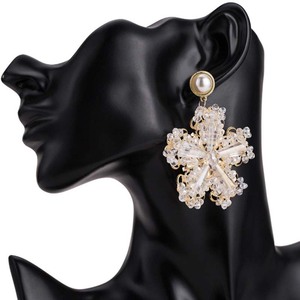 Orecchini di perline fatti a mano da donna orecchini di perle d'oro esagerate orecchini di <span class=keywords><strong>cristallo</strong></span> con fiocco di neve con strass - Product Image 6