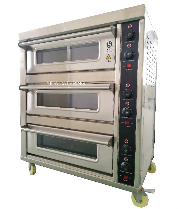 工業用3デッキ6トレイガスケーキピザ電気ベーキングオーブン商業機械機器ガスパンオーブンベーカリーデッキオーブン