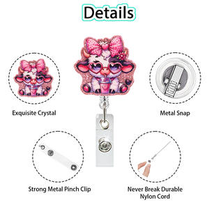 Design personalizado Mix Animal Retrátil ID Badge Reel Bonito Estilo Adorável Vaca Cavalo Enfermeira Acrílico Charme Badge Holder - Product Image 3