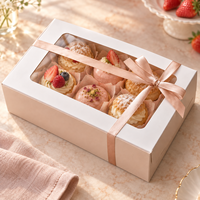 Boîte à cupcakes en papier kraft écologique avec fenêtre transparente et revêtement UV sérigraphié pour boulangerie, vente au détail, plats à emporter et coffrets cadeaux