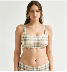 Sujetadores de maternidad y <span class=keywords><strong>lactancia</strong></span> sexy de corte bajo con escote pronunciado, sin aros, minimizadores, de talla grande, con diseño a cuadros, estilo balconette, personalizados, para venta transfronteriza, con embalaje personalizado - Product Image 1