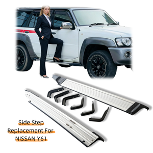 Marchepied latéral argenté à installation facile pour Nissan Y61 4 portes avec cadre de support pour accessoires de voiture - Product Image 2