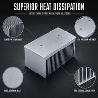 Radiateur à ailettes en aluminium sur mesure |   Alliage 6063 usiné CNC |   Refroidissement par convection naturelle OEM pour module de puissance SSR IGBT