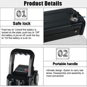 Batterie de vélo électrique E-Bike Silver Fish 24V 36V 48V 10Ah 15Ah 20Ah 25Ah, pack de batteries lithium pour vélo électrique - Product Image 3