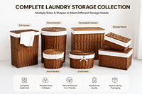 Panier à linge rond en osier naturel JY Wholesale, écologique, avec poignées, grande capacité, pour le rangement des vêtements dans la chambre