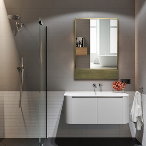 Brushed Bronze Bathroom Vanity <strong>Mirror</strong> Glass Panel Metal Deep Set Design <strong>Rectangular</strong> <strong>Wall</strong> <strong>Mirror</strong> - Product Image 6