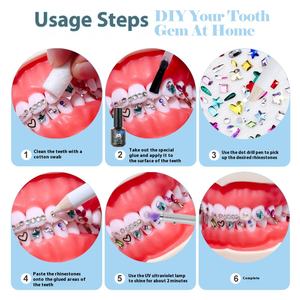 Qiao ชุดอัญมณีฟันคริสตัลสำหรับมืออาชีพ, ใหม่กล่องกลมชุดอัญมณีสำหรับฟัน - Product Image 4