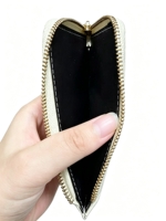 Dompet Kartu Mini Fashion Mutiara Berlapis PVC dengan Cetak Pola, Penutup Kancing PU RFID, Resleting, dan Gantungan Kunci untuk Wanita, Tersedia OEM