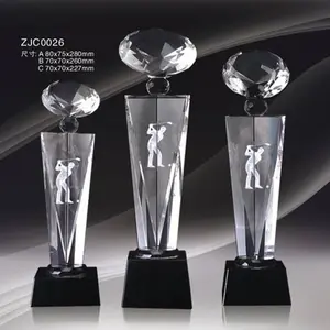 High Quality Crystal Cup Custom Golf Soccer Basketball Trophies Europe Award Football Trophy Crystal Trophy