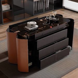 ตู้ลิ้นชักแบบวอล์กอินตู้เสื้อผ้าแบบออกแบบได้ตามต้องการพื้นผิวโต๊ะกระจกบอร์ดเมลามีนหนังพร้อมชั้นเปิดตู้ - Product Image 5