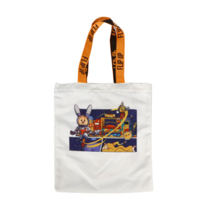 Bolsa de Compras Ecológica Reutilizable de Lona con Estampado de Conejo Espacial, Diseño Moderno y Estético, Asa Plegable Personalizada Starrise - Product Image 1