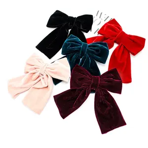 Wholesale Fashion Large Velvet Bow Hair Pin Girls Wedding Long Ribbon Korean Hairpins Summer Hair Pins Hair Clip Bow