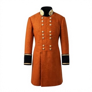 <b>Vintage</b> Style Men's Winter Waterproof Woolen Overcoat Long <b>Coat</b> Embroidered Button Front Historic Costume Jacket - Product Image 1