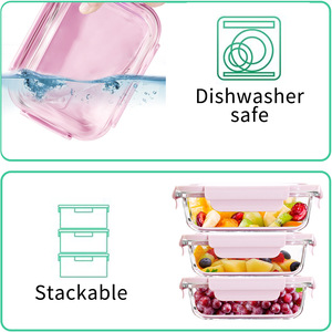 Juego de Utensilios de Cocina Rectangulares de Vidrio Borosilicato, Resistentes al Calor, Aptos <span class=keywords><strong>para</strong></span> Microondas, Aptos <span class=keywords><strong>para</strong></span> Lavavajillas, Libres de BPA, Ecológicos, Herméticos - Product Image 2