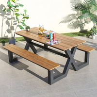 Banc de plateau moderne en métal pour l'extérieur Meubles en plastique aluminium et bois pour hôtels restaurants parcs et restaurants conçus en usine