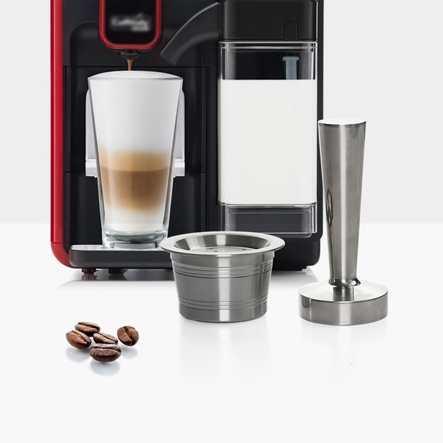 K-Cup Compatible Reusable Stainless Steel Coffee Filter 1 Pod 1 Tamper Wareset for Verismo ALDI and Other K-Fee Machines