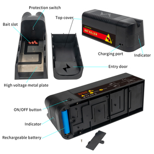 Umano ed efficiente Mouse e ratto elettrico <span class=keywords><strong>Killer</strong></span> 2200V Mouse Zapper scatola nera topi roditore trappola per interni all'aperto - Product Image 4