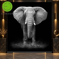 Sticker mural imprimé UV 5D UDK Éléphant noir et blanc 120cm X 240cm Décoration murale sur le thème de la faune