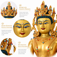 Statue de Bouddha Ksitigarbha Bodhisattva faite à la main, sculpture artisanale en laiton pour la décoration de la maison, décoration d'autel de temple