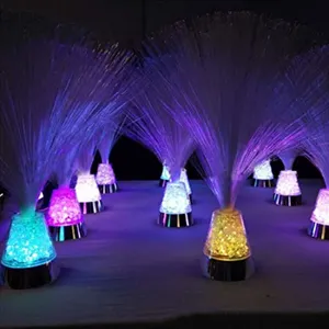 Night Lamp RGB Colour Change with Crystal Base Fiber Optic Light Holiday Wedding Centerpiece Decoration Lighting