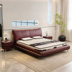 Personnalisé Glamour Minimaliste Moderne Cadre de Lit Complet Base en Bois de Pin Rangement Coussins en Cuir Fourni par Boîte Printemps Marque Donglu - Product Image 1