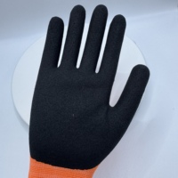 Sarung Tangan Kerja 13G Oranye Nylon Spandex Berlapis Nitril Sandy, Bernapas, untuk Otomotif dan Penanganan Umum