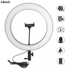 Anneau <span class=keywords><strong>lumineux</strong></span> Led rond de 14 pouces en métal, intensité variable, avec support, Kit <span class=keywords><strong>pour</strong></span> miroir, vidéo, maquillage, éclairage, livraison gratuite - Product Image 4