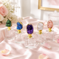 Flacon de parfum en cristal 1ML, esthétique, avec bouchon en pierre naturelle (agate, améthyste, quartz rose), vide, luxueux