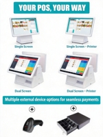 Système de point de vente à double écran tactile 15,6 pouces Android/Windows, imprimante thermique, SSD 32G-256G, garantie 1 an, caisse enregistreuse