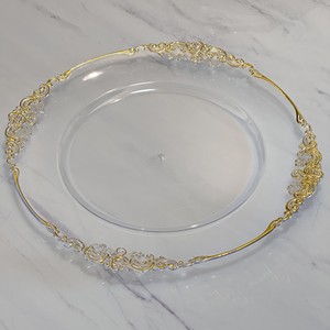 Assiettes rondes en <span class=keywords><strong>plastique</strong></span> <span class=keywords><strong>blanc</strong></span> or pour la décoration de mariage - Product Image 4