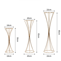 Vase en métal doré torsadé de 80 cm, support floral en forme de sablier pour centre de table de mariage, présentoir pour fête d'anniversaire, vente en gros