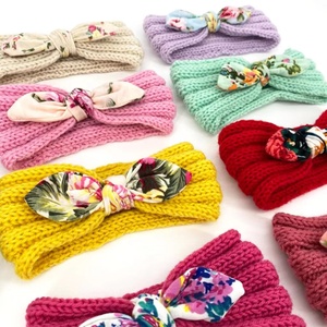 Vente chaude Hiver Oreilles De Lapin Turban Nouveau Design Tricoté Bébé <span class=keywords><strong>Bandeau</strong></span> avec Arc Réchauffeur Bébé <span class=keywords><strong>Bandeau</strong></span> - Product Image 3