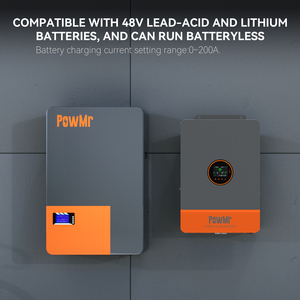 PowMr 110Vac/220Vac ระบบโซลาร์เซลล์แบบแยกเฟส 6.5KW 10KW 12KW รองรับการเชื่อมต่อแบบขนาน ระบบไฮบริดออลอินวัน รุ่น POW-SunSmart 6.5/10/12KP หน้าจอ LCD ขนาดใหญ่ - Product Image 3