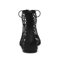 Coolsa — bottines en résille noire pour femmes, chaussures plates à bout ouvert, grande taille, nouvelle collection 2020