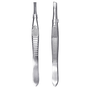 Pince à épiler en acier inoxydable, pointe carrée, durable, style moderne, pour le soin des sourcils - Product Image 1