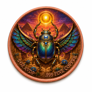 Pièce de monnaie personnalisée en cuivre fin 999 de 5 oz, ronde, avec impression UV, motif <span class=keywords><strong>Scarab</strong></span>ée ailé, objet de collection, fabrication OEM - Product Image 2