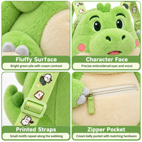 Sacs à dos en peluche personnalisés en usine, sacs bandoulière en peluche dinosaure, sacs en peluche doux de dessins animés, faible MOQ, fabrication OEM, créez votre propre design