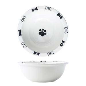 Custom-made cute cartoon underglaze <b>ceramic</b> cat and <b>dog</b> food bowls suitable for home and pet stores, thickened and deepened. - Product Image 2