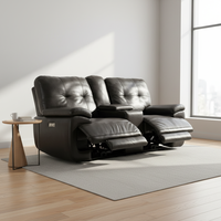Sofá Reclinable Zero Wall 3+2+1 de Cuero Genuino para Sala de Estar