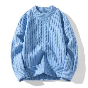 Pull en coton tricoté personnalisé pour homme, col rond long, motif hiver 2026 - Product Image 3