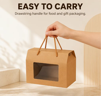 Kraftpapier Wellpappe-Schubladenbox mit Griff und Fenster Umweltfreundliche Papierverpackung für Lebensmittel Geschenke E-Commerce-Versand