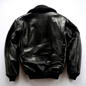 G1Top Blouson Bomber Homme en Cuir Véritable Grande Taille Européen et Américain de Qualité Supérieure avec Col en Laine d'Agneau et Revers Épais - Product Image 3