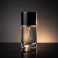 Flacon de parfum en verre rond transparent de 50 ml avec pompe pulvérisatrice, conteneur de parfum, emballage cosmétique avec logo personnalisé
