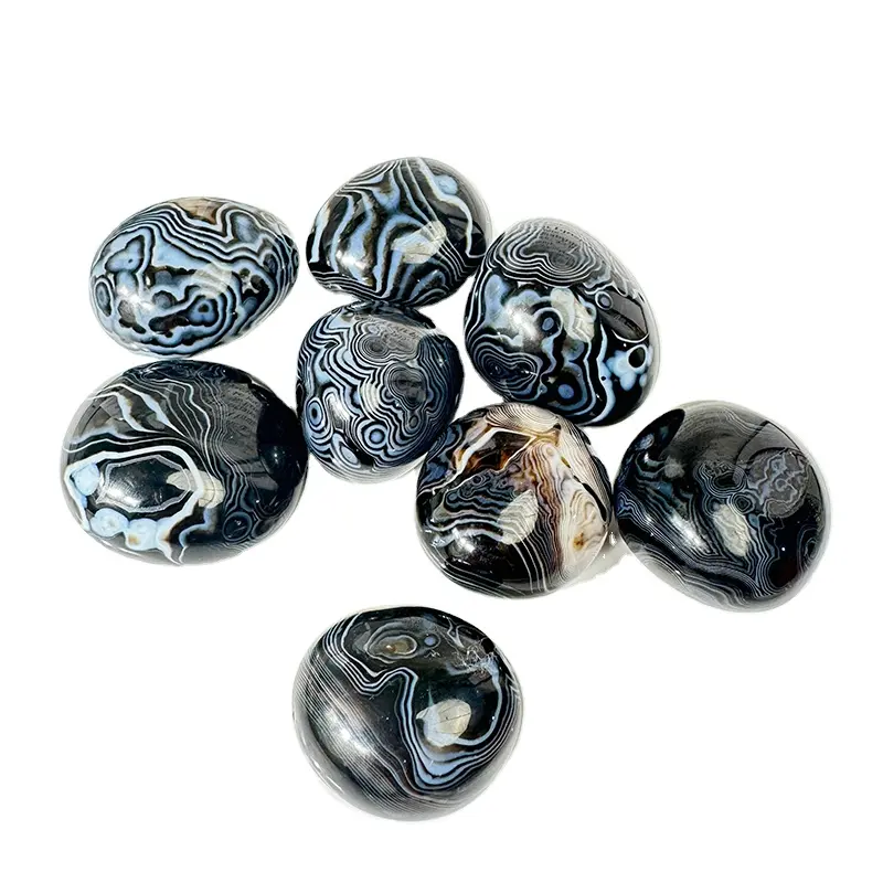 Diskon besar kualitas tinggi buatan tangan batu onyx hitam kepala batu kristal kerajinan hitam onyx batu palem untuk hadiah atau Dekorasi