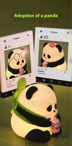 Lámpara Nocturna LED <span class=keywords><strong>de</strong></span> Silicona con Diseño <span class=keywords><strong>de</strong></span> Panda Adorable para Dormitorio, Cojín <span class=keywords><strong>de</strong></span> Flores <span class=keywords><strong>de</strong></span> Silicona ABS con Sensor <span class=keywords><strong>de</strong></span> Control - Product Image 2
