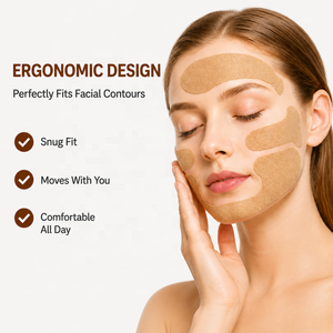 Patchs anti-rides pour le visage sans silicone, bande adhésive faciale anti-rides pour le front, les yeux, la bouche, les pattes d'oie et les ridules, lot de 8 - Product Image 1