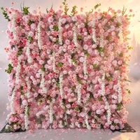 Mur de fleurs artificielles carré 2,4 m x 2,4 m en roses de soie, support de décoration de plafond pour mariage, fait main, léger, design écologique pour événements