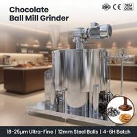 Machine à broyer le chocolat automatique à broyage rapide 4-6H, moulin à billes vertical en acier inoxydable 304, raffineur de liqueur de cacao, conche 18-25μm