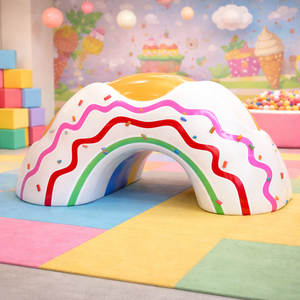 Scultura a tunnel a forma di <span class=keywords><strong>ciambella</strong></span> arcobaleno, simpatica ed ecologica, per parco giochi per bambini, accessorio personalizzato in fibra di vetro per parco a tema dolciario - Product Image 1